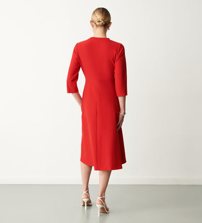 Hazel Red Ponte Jersey Midi Dress