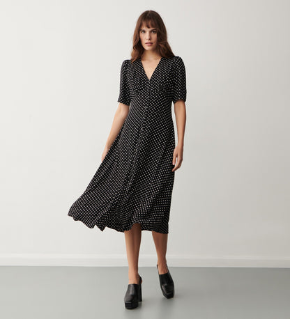 Camilla Black Spot Midi Dress