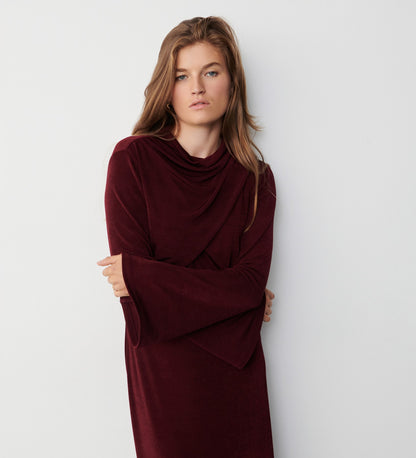 Zoey Bordeaux Jersey Midi Dress