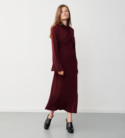 Zoey Bordeaux Jersey Midi Dress