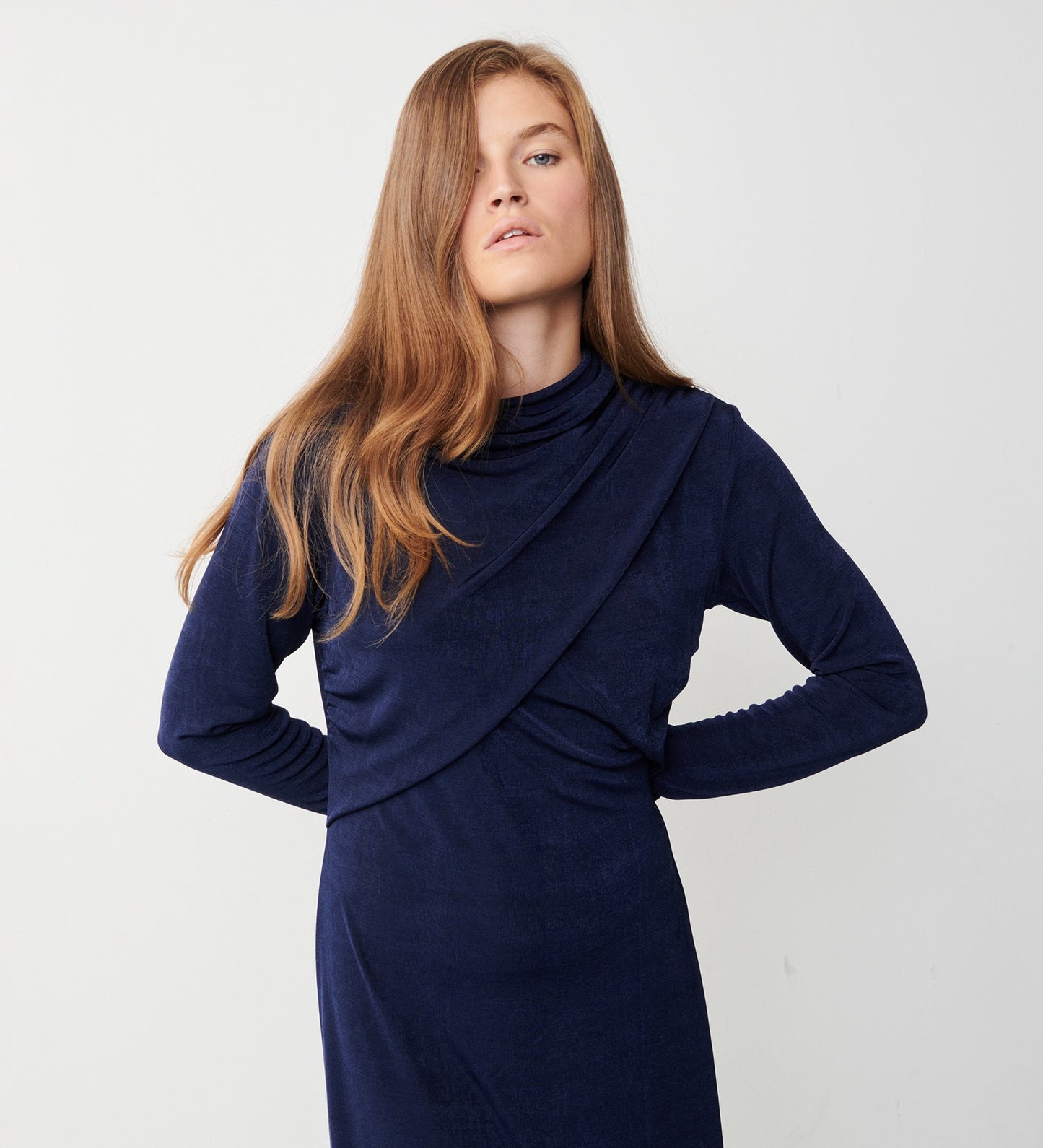 Zoey Navy Jersey Midi Dress