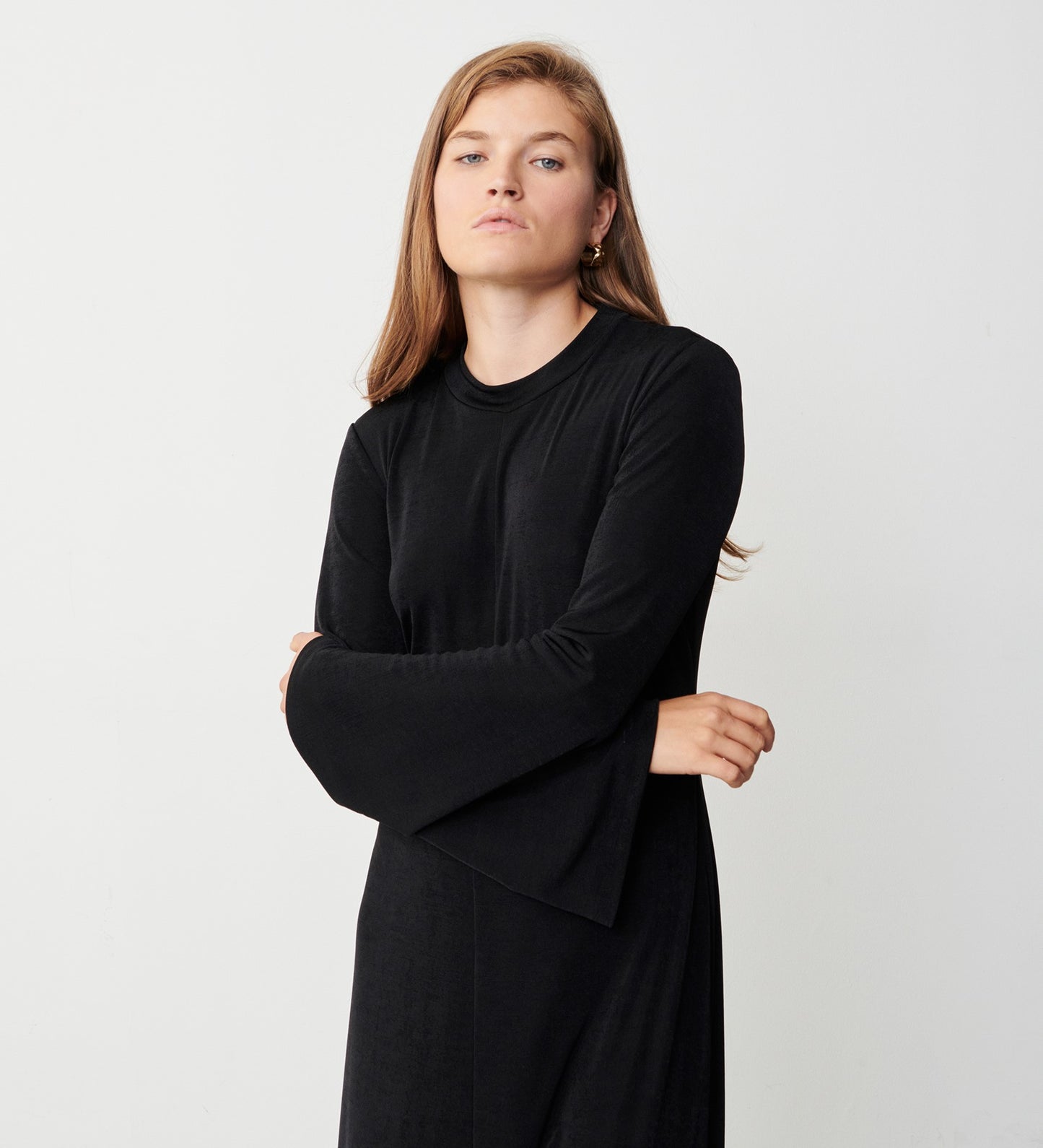 Oakney Black Jersey Midi Dress