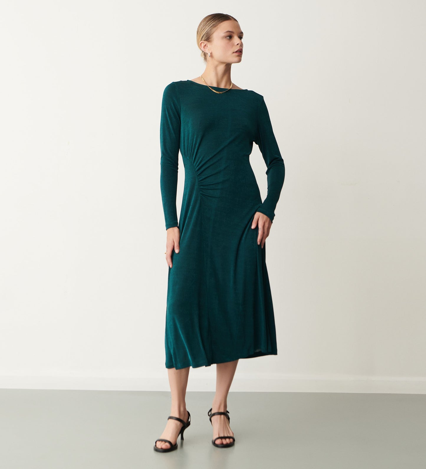 Nyra Green Jersey Midi Dress