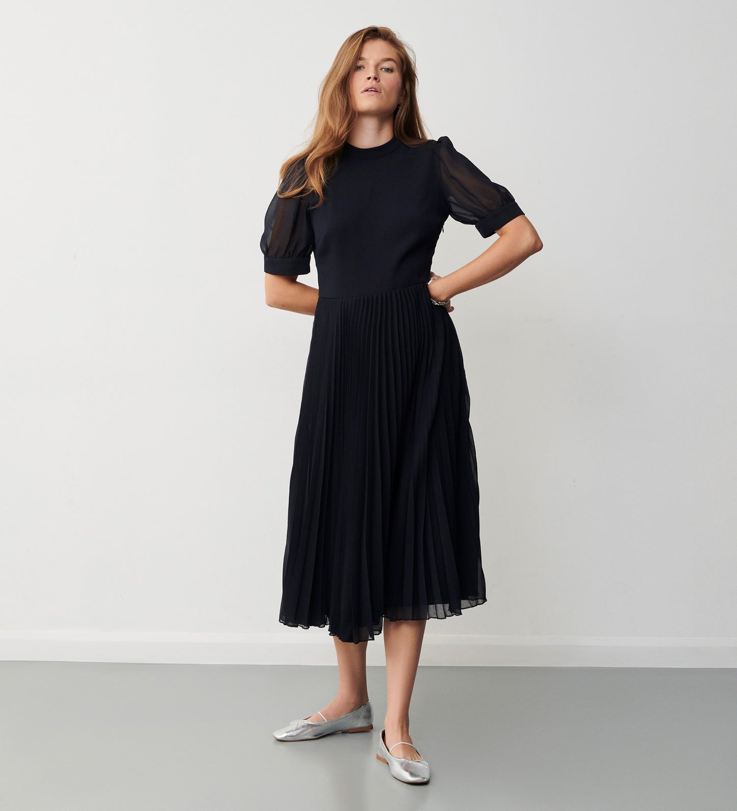 Yates Chiffon Navy Dress