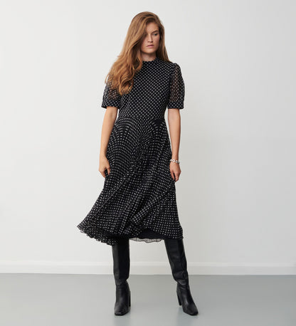 Yates Black Spot Midi Dress