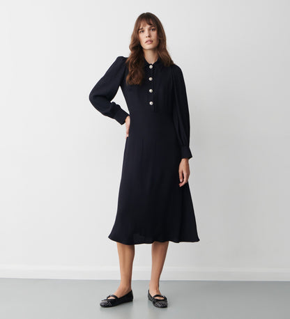 Rosa Navy Crepe Midi Dress