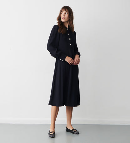 Rosa Navy Crepe Midi Dress