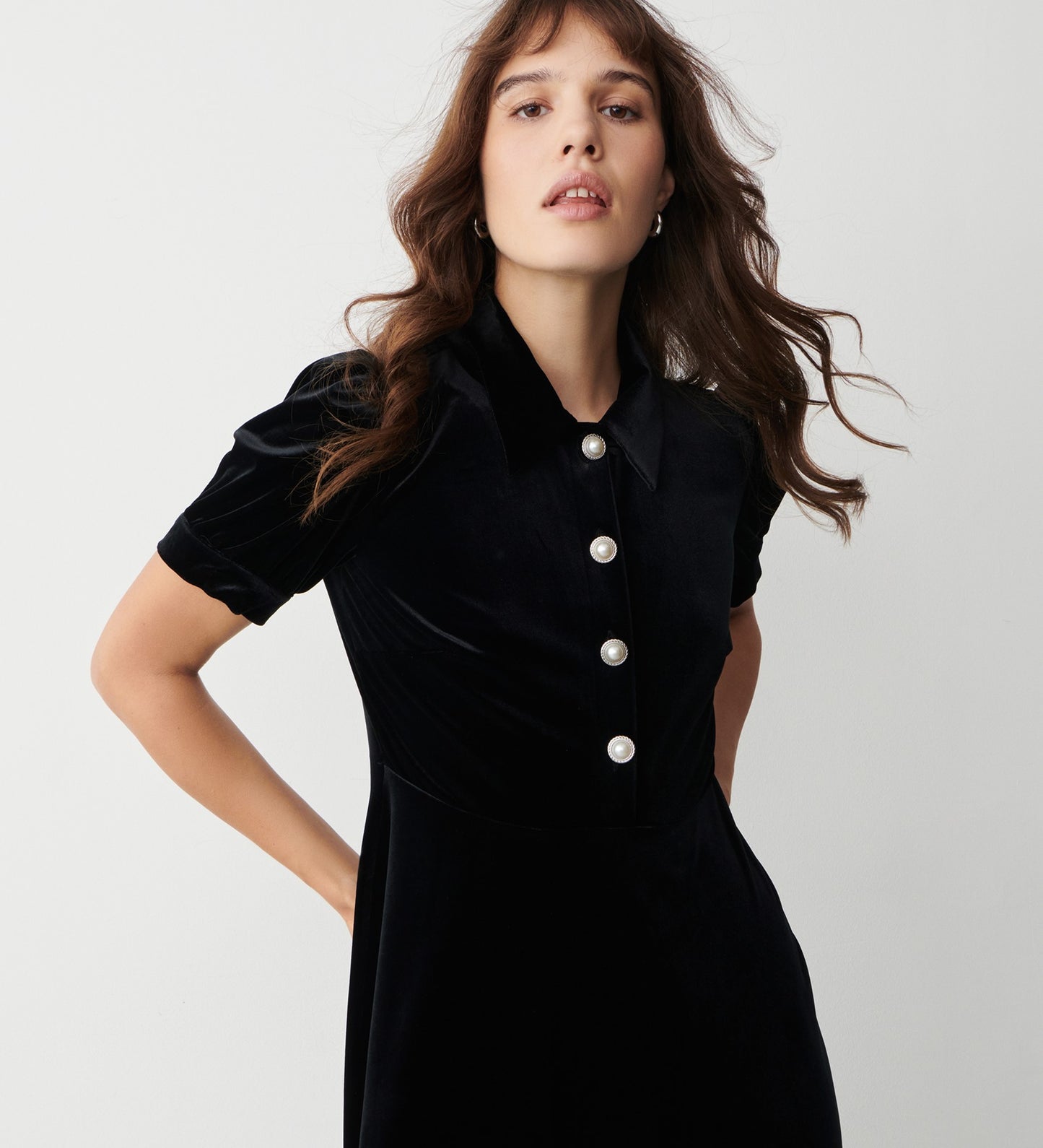 Judie Black Velvet Midi Dress