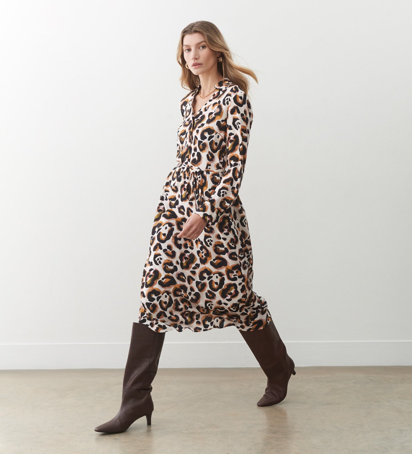 Isla Leopard Print Midi Dress