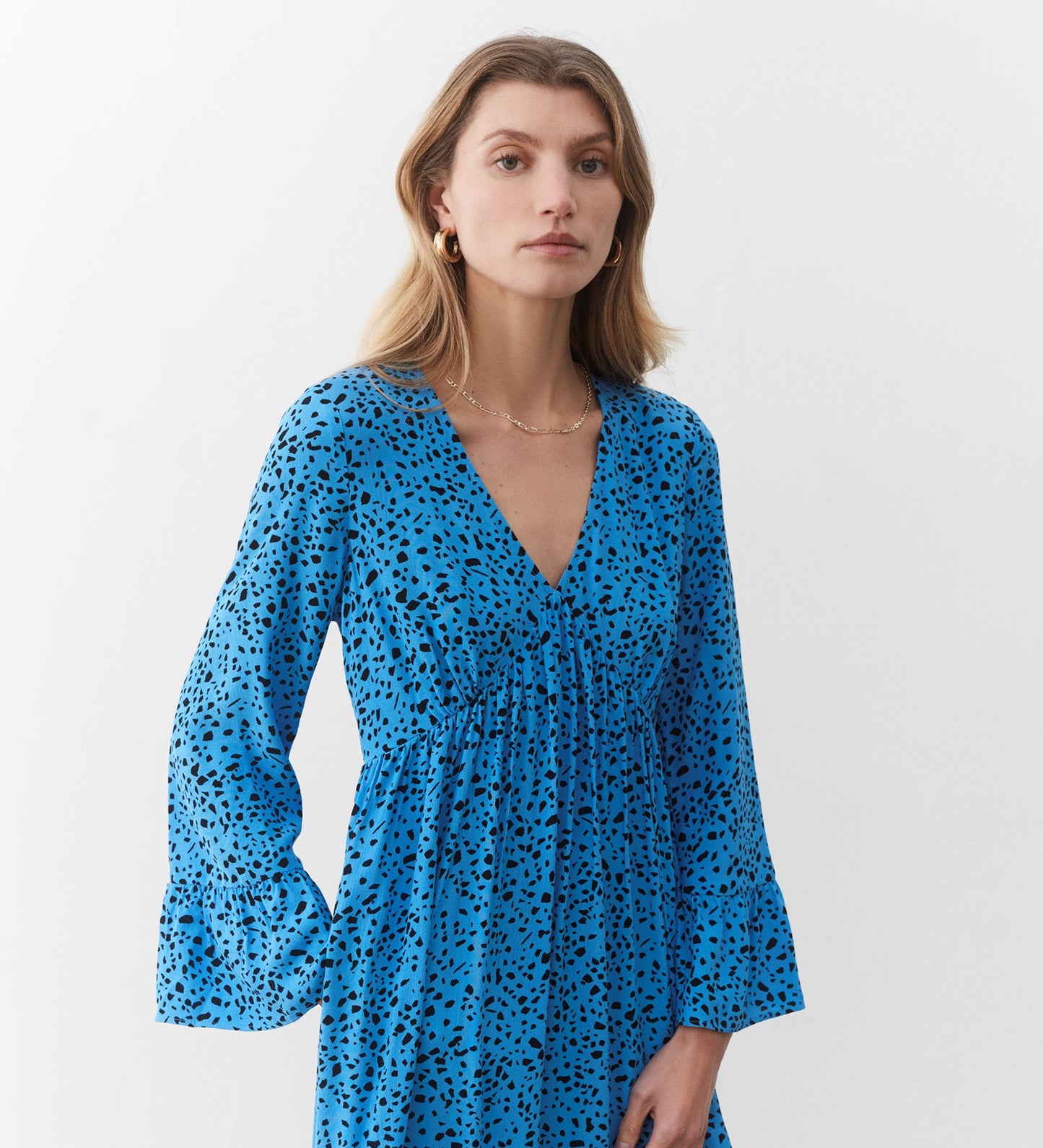 Laura Blue Animal Print Midi Dress