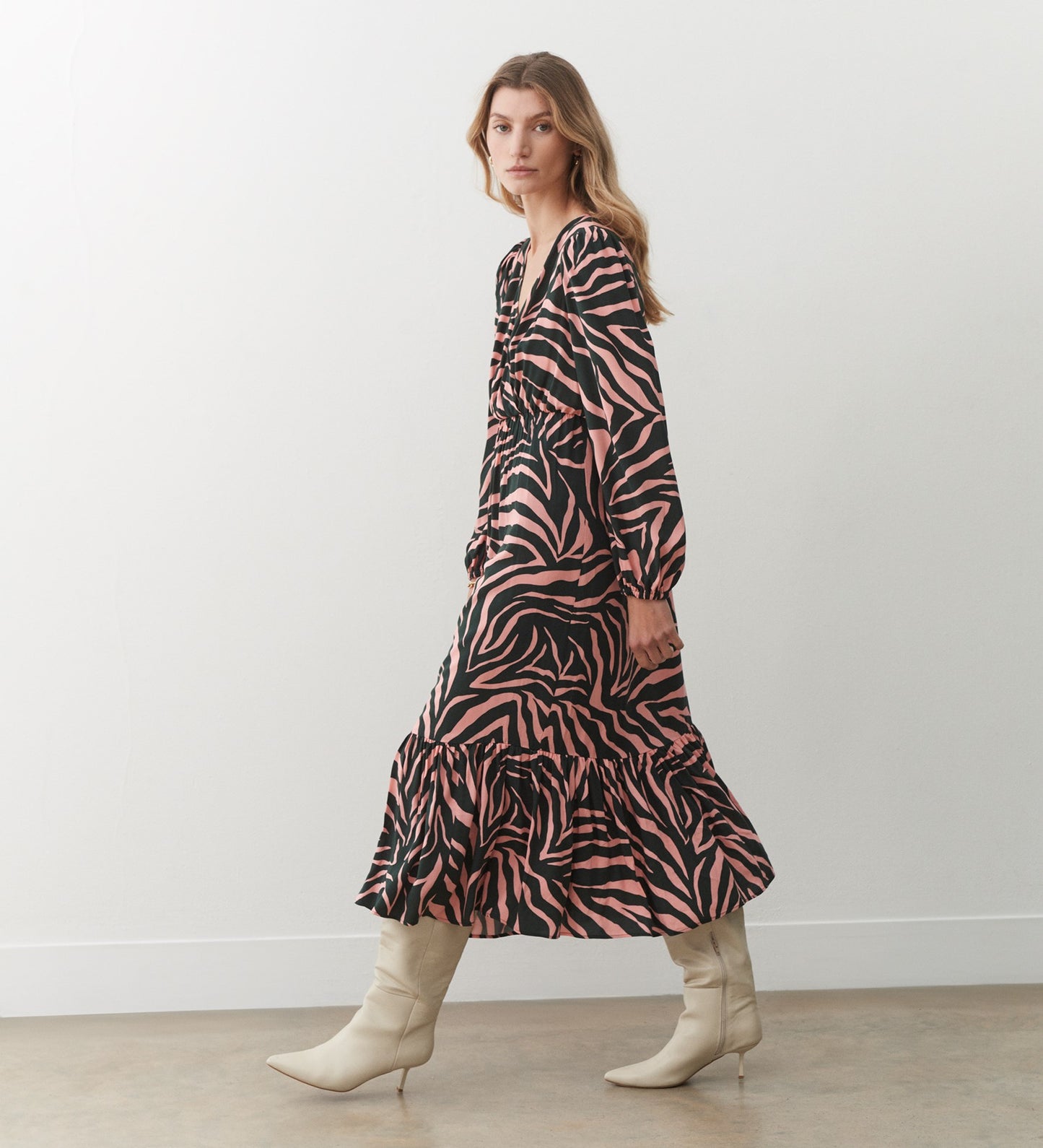 Suzie Pink Zebra Midi Dress