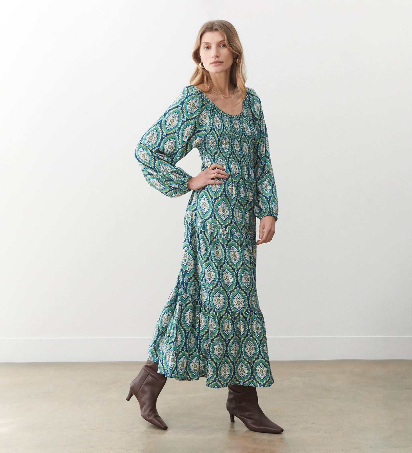 Tilly Green Paisley Midi Dress