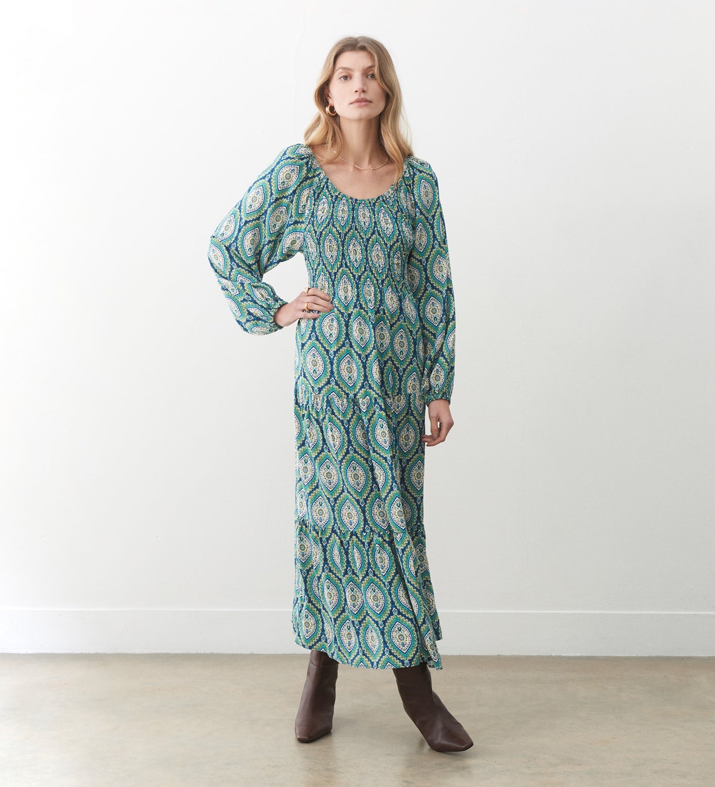 Tilly Green Paisley Midi Dress