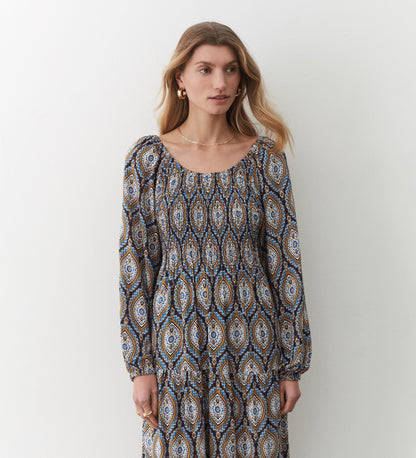 Tilly Blue Paisley Midi Dress