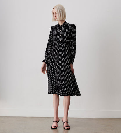 Rosa Black Spot Midi Shirt Dress