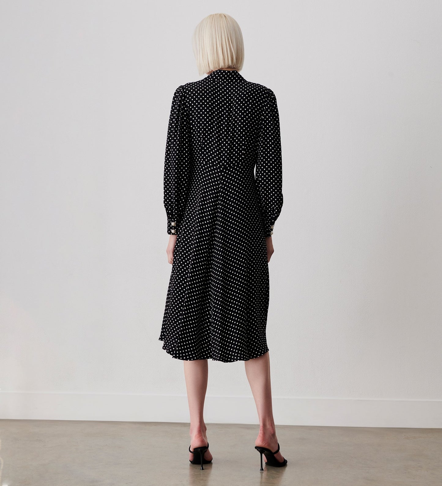 Rosa Black Spot Midi Shirt Dress