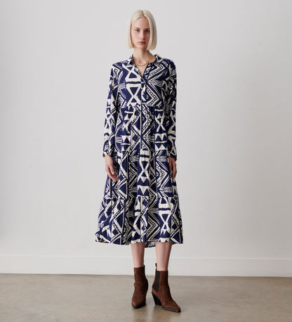 Kalia Blue Aztec Midi Dress