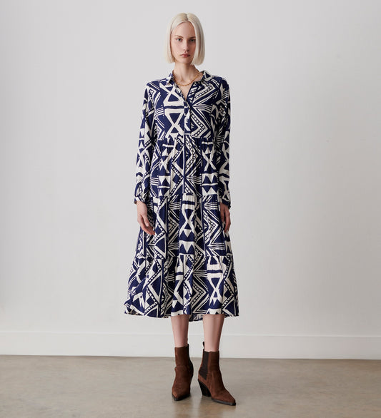 Kalia Blue Aztec Midi Dress