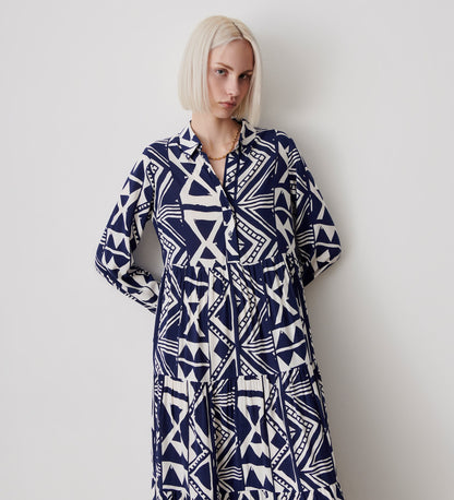 Kalia Blue Aztec Midi Dress