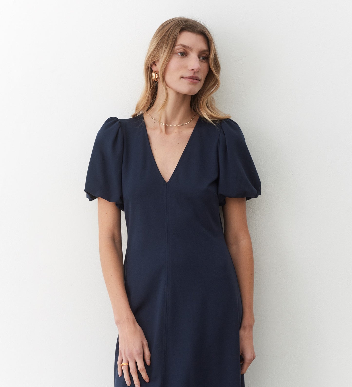 Sophie Navy Ponte Jersey Midi Dress