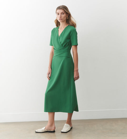 Olivia Green Ponte Jersey Midi Dress