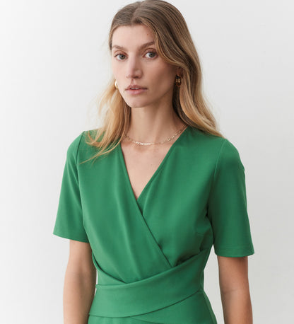 Olivia Green Ponte Jersey Midi Dress