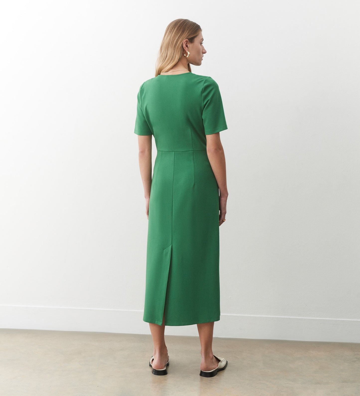 Olivia Green Ponte Jersey Midi Dress