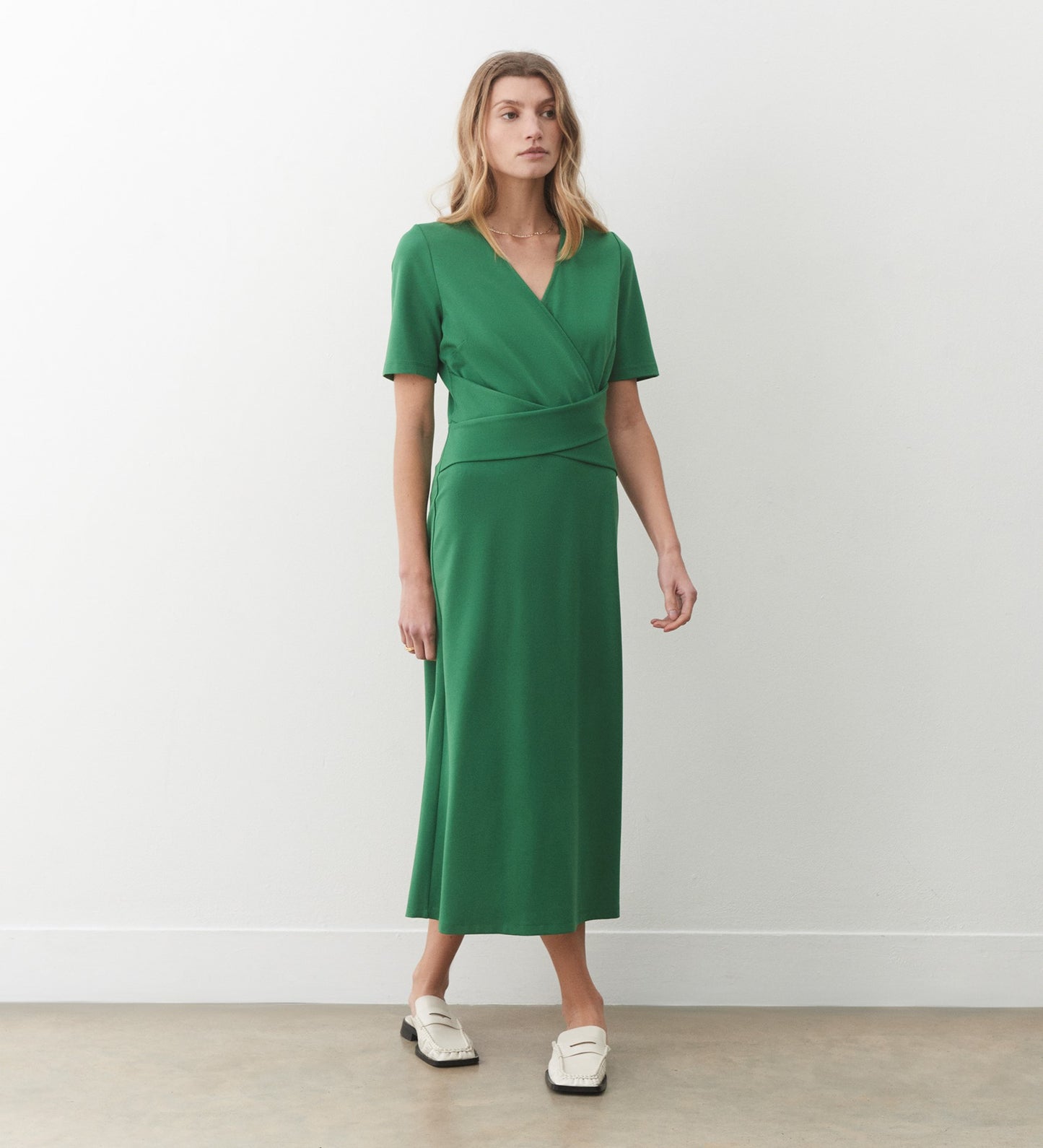 Olivia Green Ponte Jersey Midi Dress