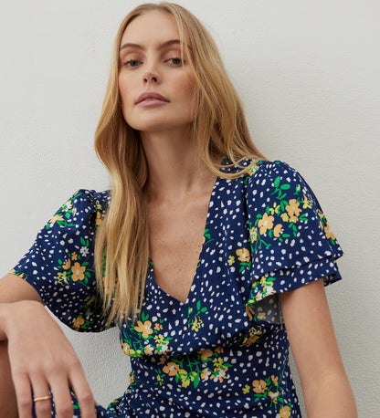 Saskia Navy Floral Midi Dress