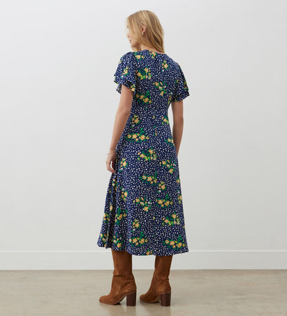 Saskia Navy Floral Midi Dress