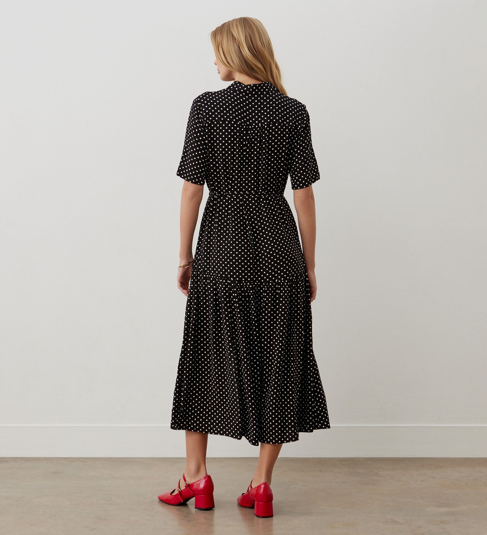 Zara Black Spot Midi Shirt Dress Finery London