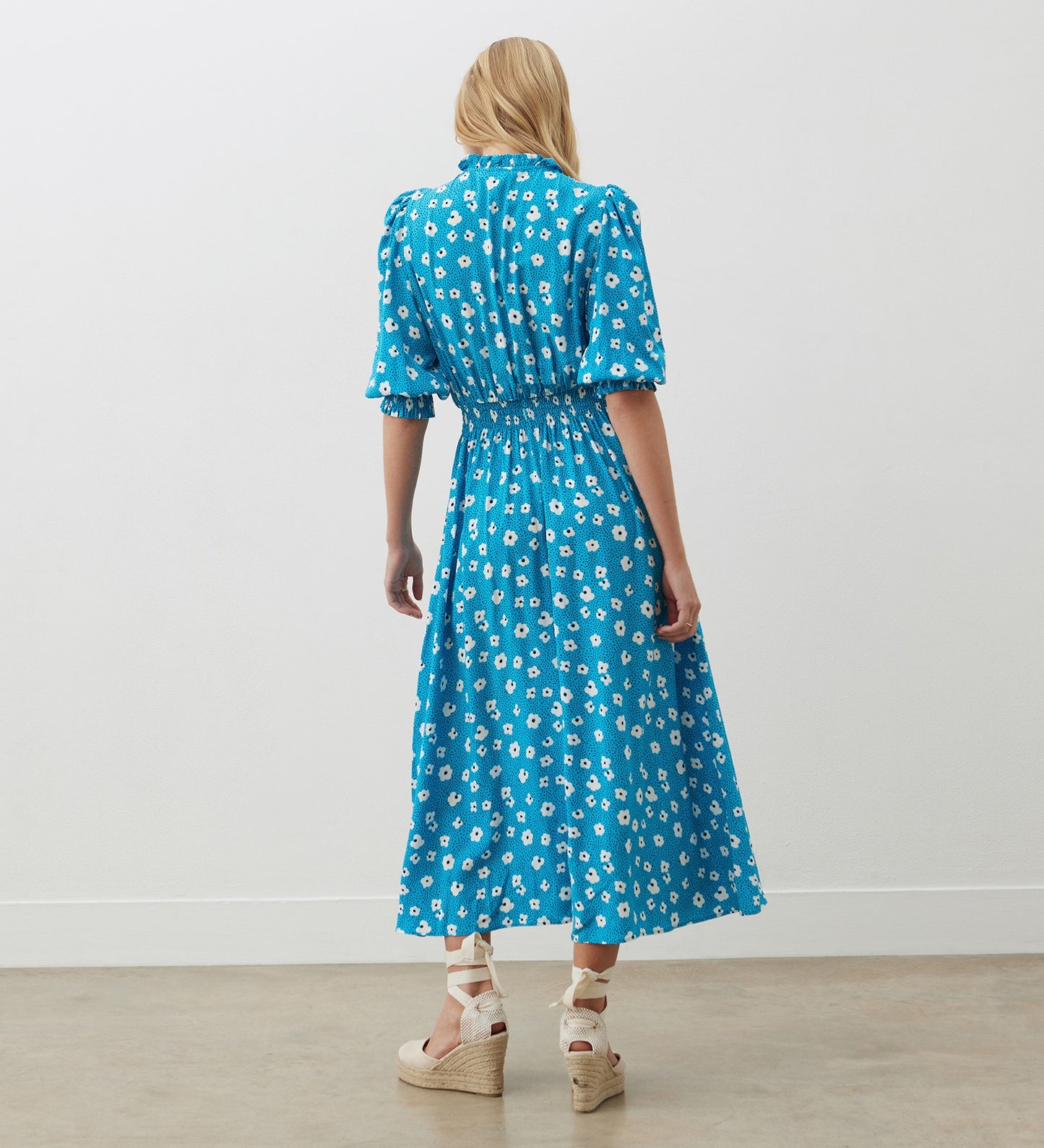 Agyness Blue Daisy Midi Dress