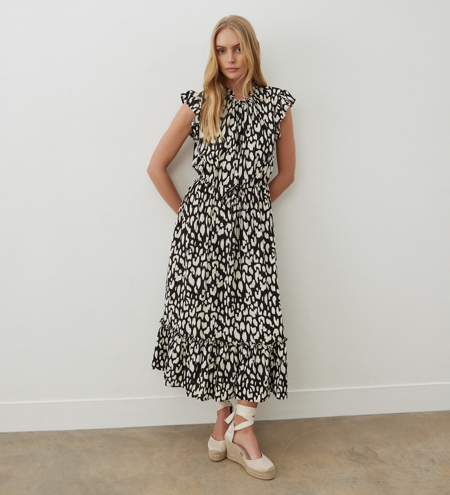 Hannah Black Animal Midi Dress