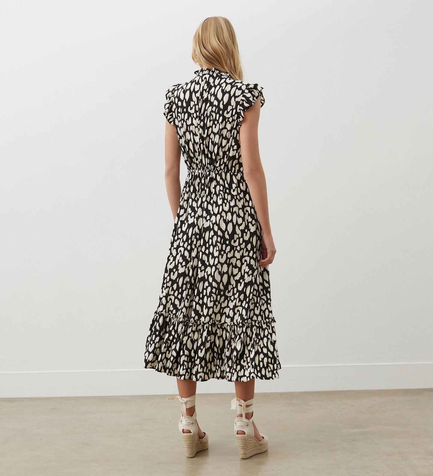 Hannah Black Animal Midi Dress