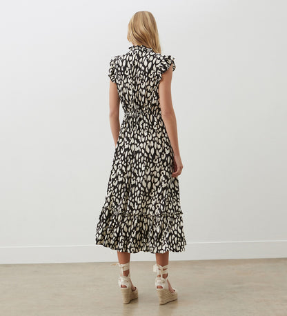 Hannah Black Animal Midi Dress