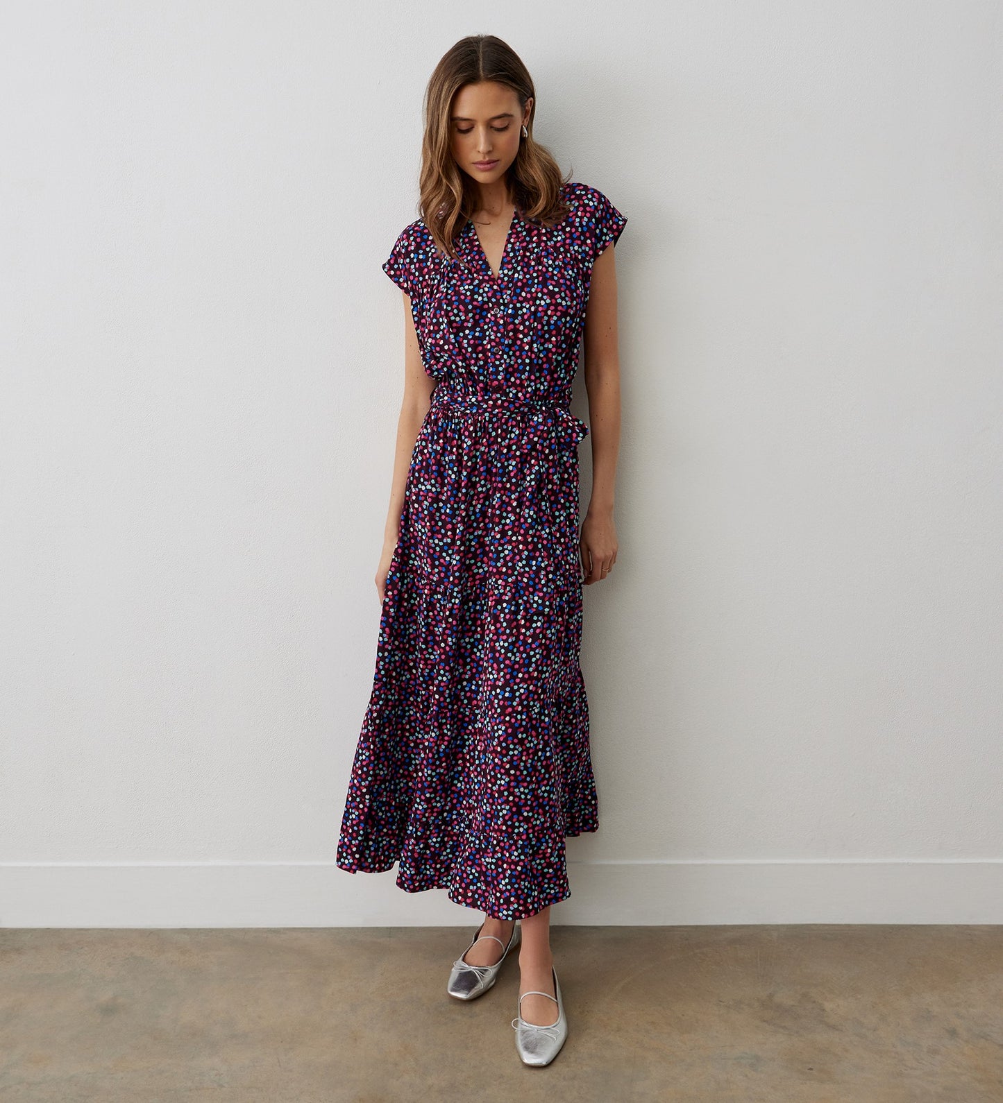 Eloise Pink Confetti Midi Dress