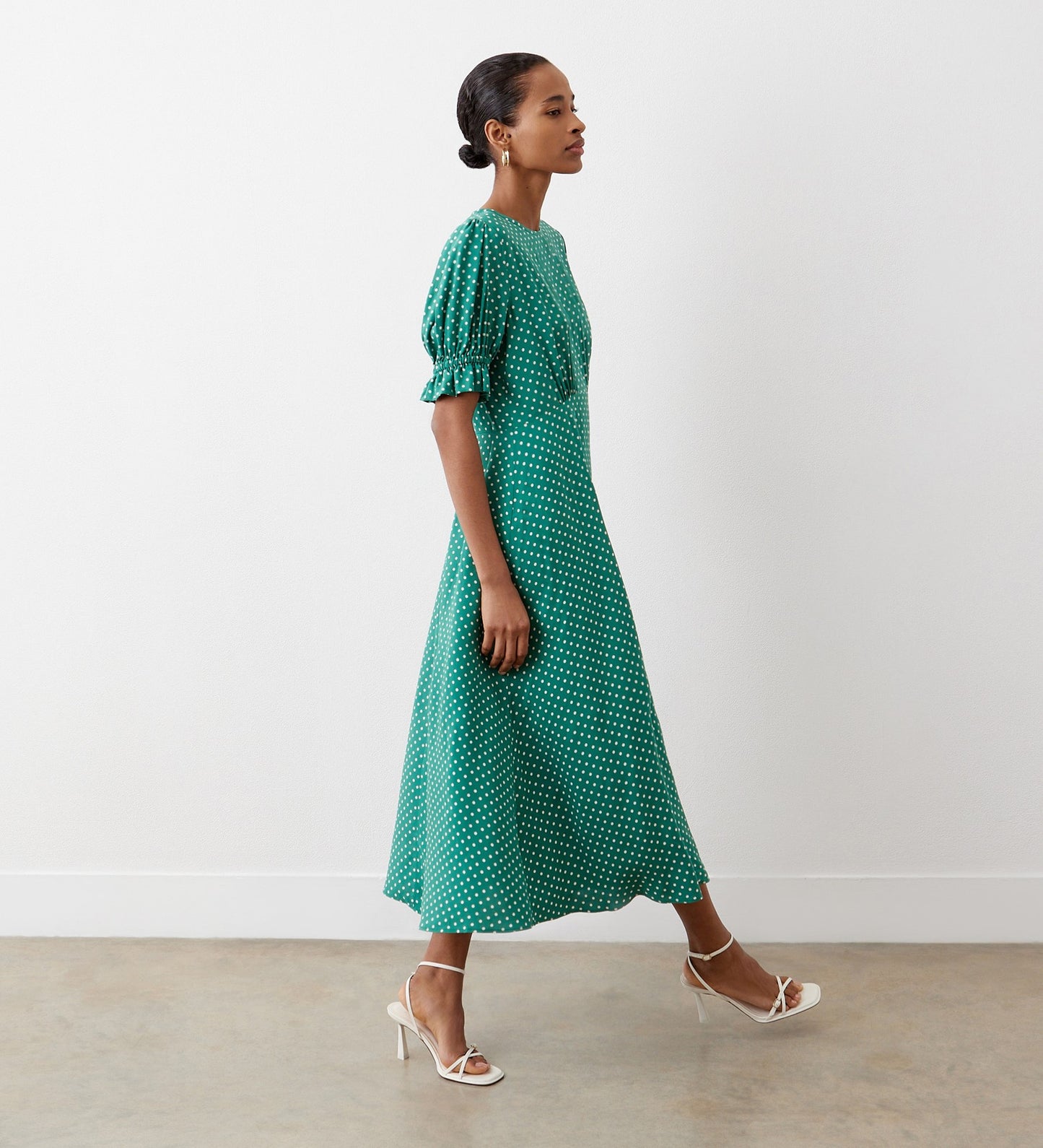 Mela Green Polka Dot Midi Dress