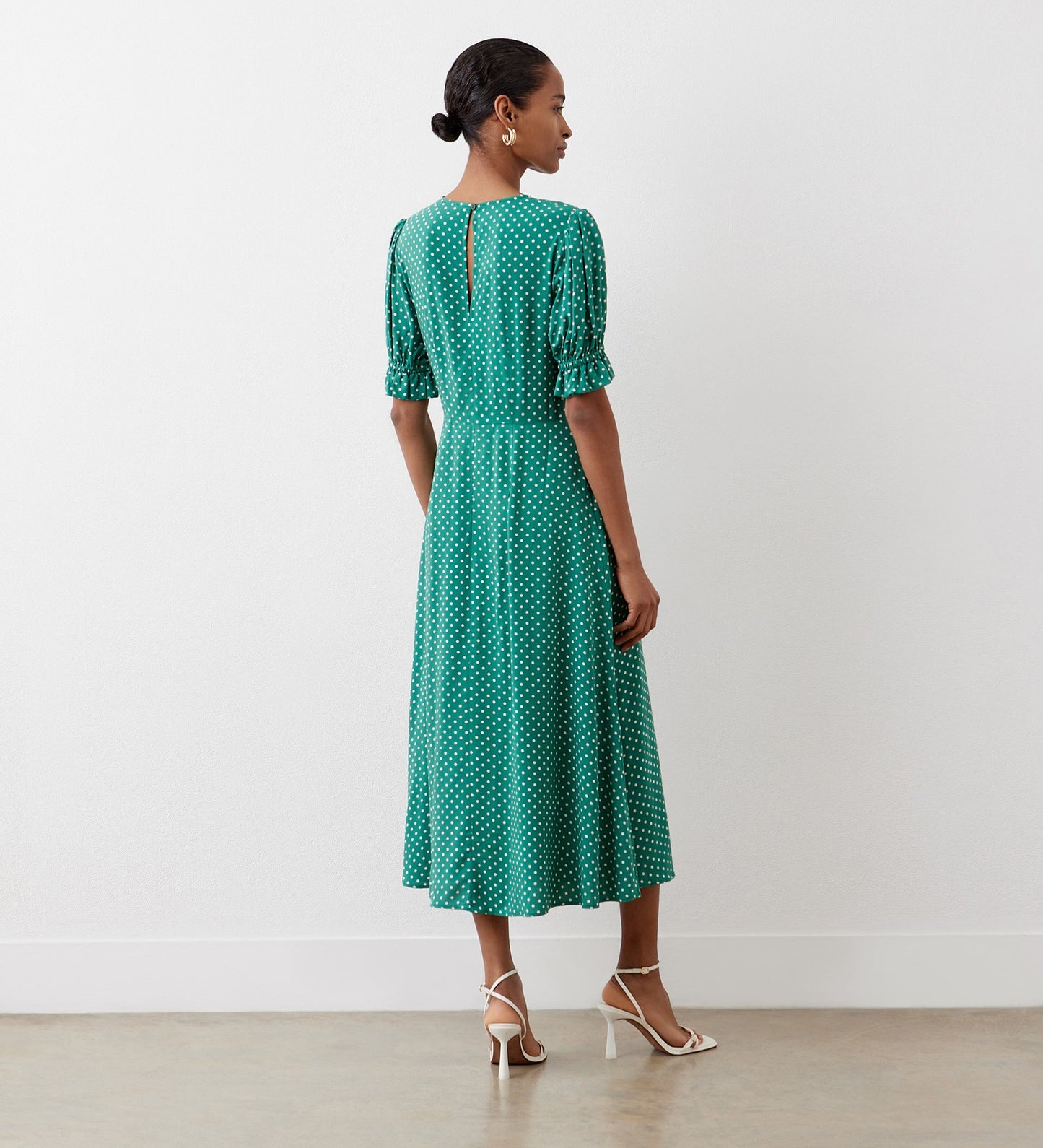 Mela Green Polka Dot Midi Dress