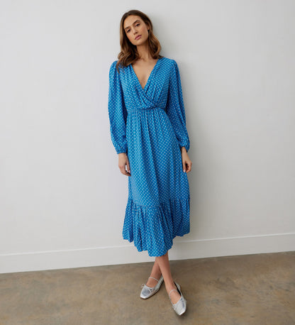 Suzie Blue Spot Midi Dress