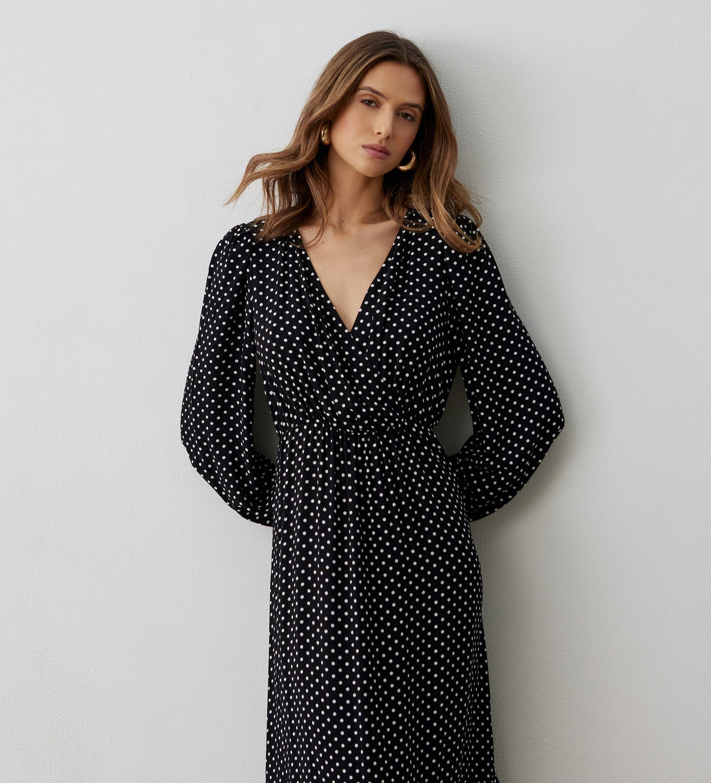 Suzie Black Polka Dot Midi Dress