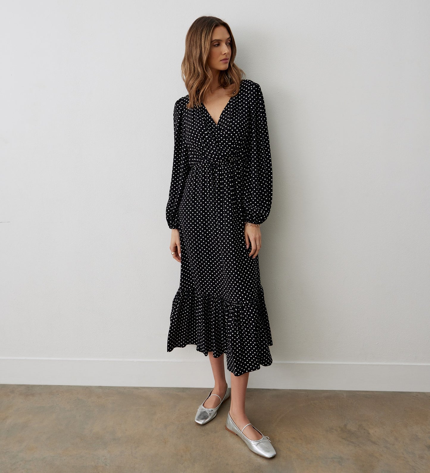 Suzie Black Spot Midi Dress