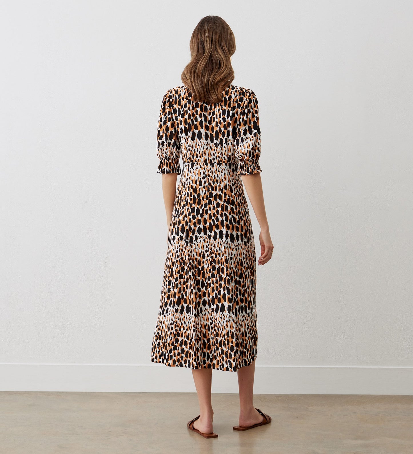 Ayla Brown Leopard Midi Shirt Dress