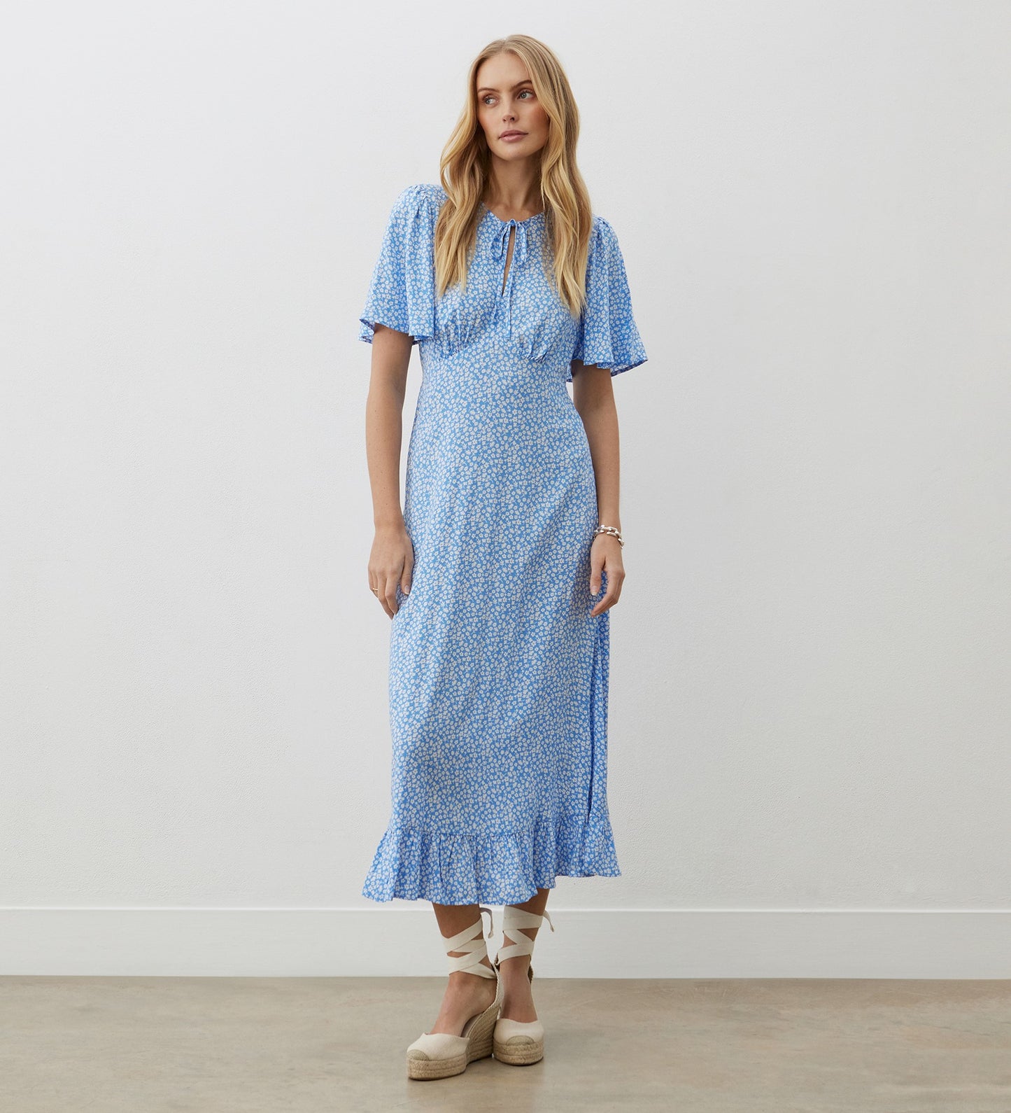 Isabella Blue Ditsy Midi Dress