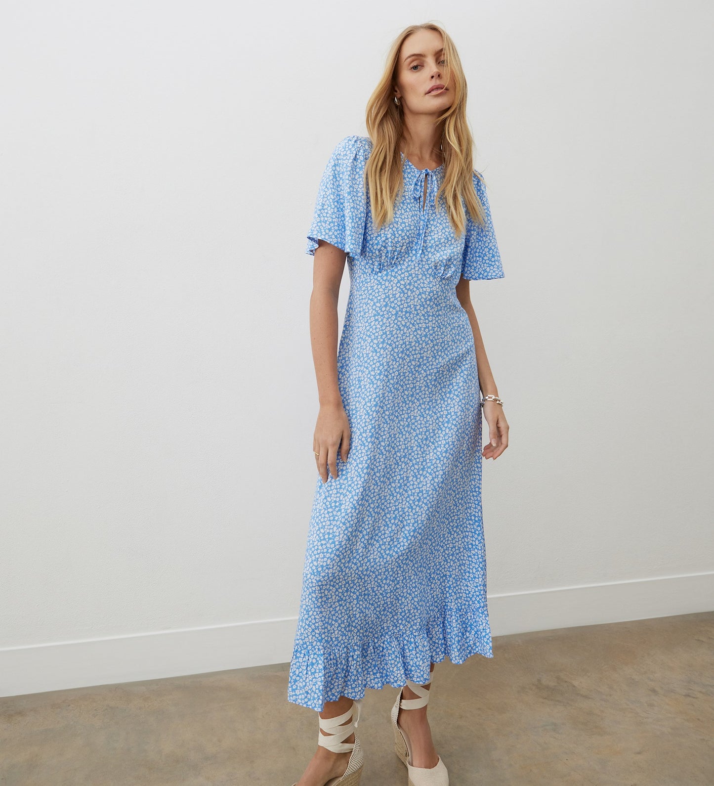 Isabella Blue Ditsy Midi Dress