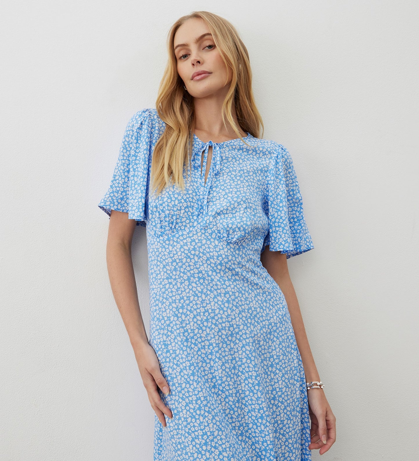 Isabella Blue Ditsy Midi Dress