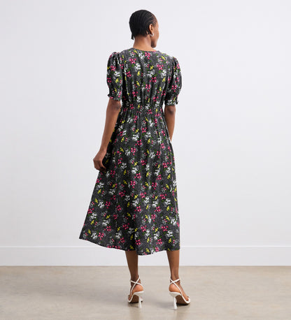 River Black Ditsy Crepe Midi Dress