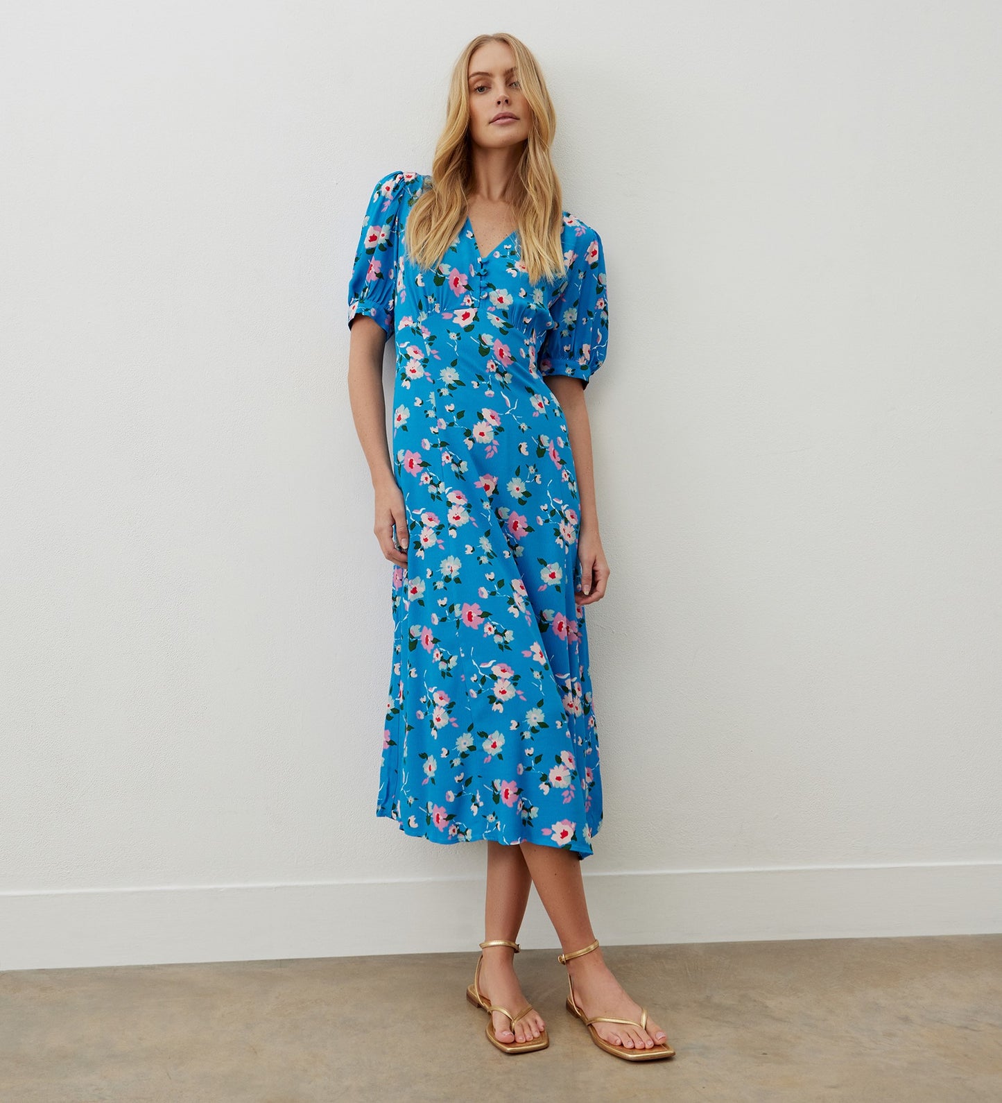 Colette Blue Floral Midi Dress