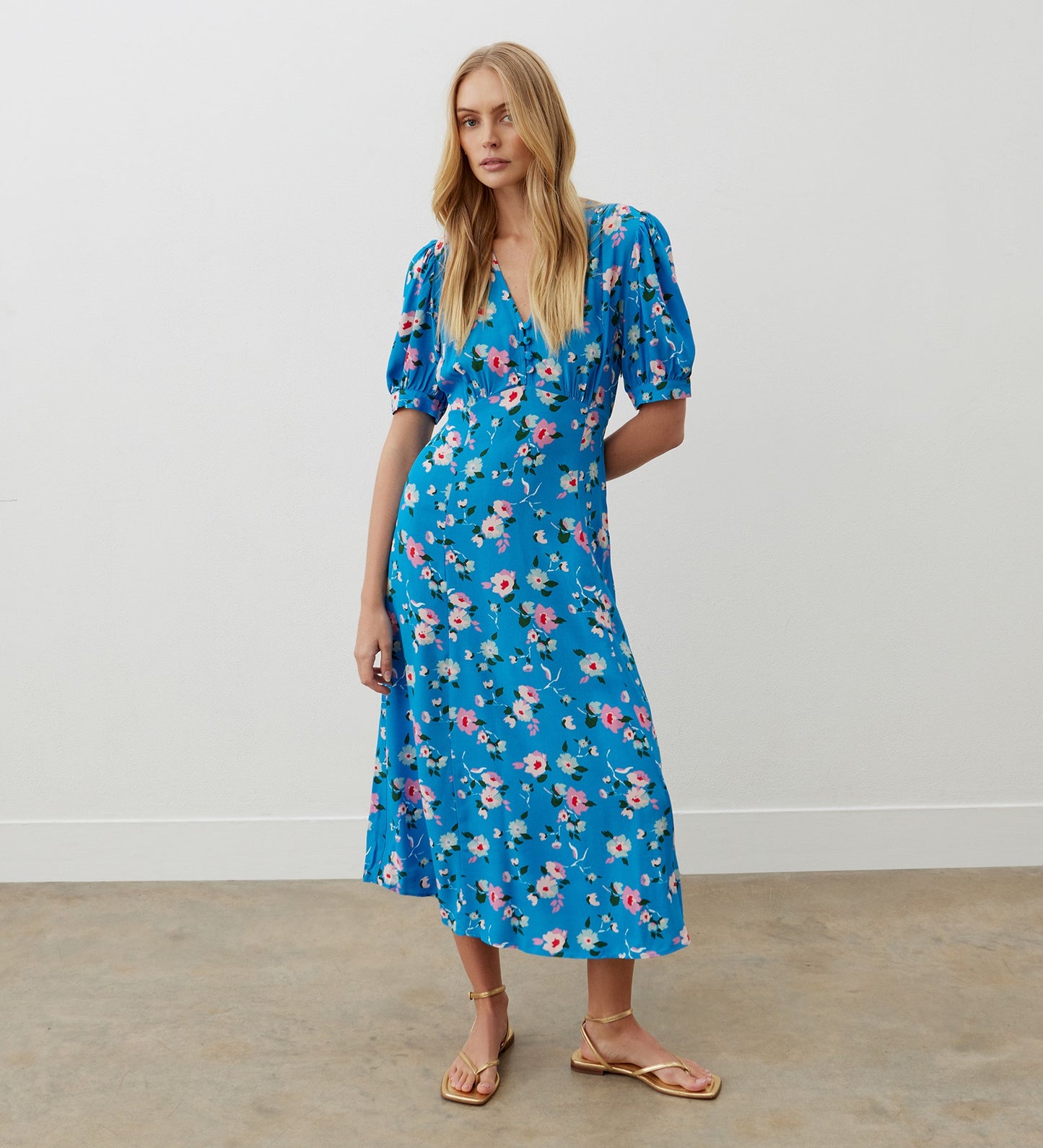 Colette Blue Floral Midi Dress