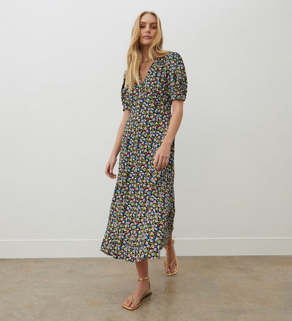 Colette Black Floral Midi Dress