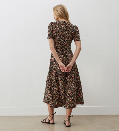 Savannah Black Ditsy Midi Dress